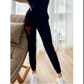 Unisex  Baskılı Oversize Eşofman Altı - Siyah - 1