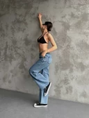 Kadın Palazzo Jeans Pantolon - Mavi - 2