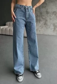 Kadın Palazzo Jeans Pantolon - Mavi - 6
