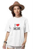 Unisex Bisiklet Yaka Baskılı Oversize T-Shirt - Beyaz - 1