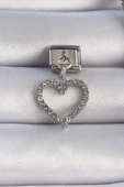316L Çelik Gümüş Renk Zirkon Taşlı Sallanılı Kalp Figür Nomination Charm - TJ-BC1043 thumbnail 1
