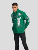 Erkek Kapüşonlu Baskılı Sweatshirt - Yeşil - 1