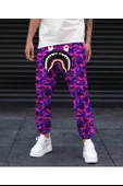 Unisex Pubg Bape Eşofman Altı - Mor - 1