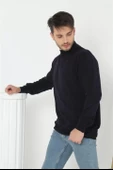 Erkek Balıkçı Yaka Triko Kazak - Lacivert - 1