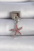 316L Çelik Gümüş Renk Deniz Yıldızı Figür Pembe Zirkon Taşlı Nomination Charm - TJ-BC1046 thumbnail 1