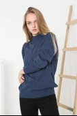 Kadın  Balıkçı Yaka Triko Kazak - İndigo - 1