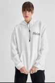 Kadın Kapüşonlu Sırt Baskılı  Sweatshirt - Beyaz - 1
