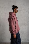 Erkek Maske Baskılı Kapüşonlu Sweatshirt - Gül Kurusu - 4