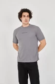 Unisex Jakar Kumaş Slim Fit T-Shirt - Boyalı Gri - 2