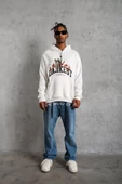 Erkek DANKES Baskılı Kapüşonlu Sweatshirt - Beyaz - 1