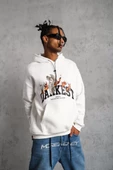 Erkek DANKES Baskılı Kapüşonlu Sweatshirt - Beyaz - 4