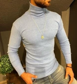 Erkek Kaşkorse Boğazlı Full Body Kazak - Gri - 1