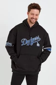 Erkek Baskılı Kapşonlu  Oversize Sweatshirt - Siyah - 2