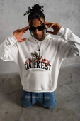 Erkek DANKES Baskılı Kapüşonlu Sweatshirt - Beyaz - 3