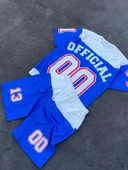 Unisex Çocuk Dijital Baskılı Şortlu Takım - Mavi - 1