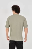 Unisex Jakar Kumaş Rahat Kol T-Shirt - Açık Yeşil - 3