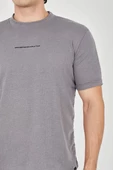 Unisex Jakar Kumaş Slim Fit T-Shirt - Boyalı Gri - 3