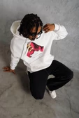 Erkek Eldiven Baskılı Kapüşonlu Sweatshirt - Beyaz - 2