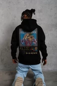 Erkek Patel Six Baskılı Kapüşonlu Sweatshirt - Siyah - 5