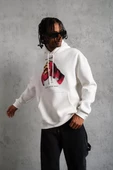 Erkek Eldiven Baskılı Kapüşonlu Sweatshirt - Beyaz - 3