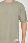 Unisex Jakar Kumaş Rahat Kol T-Shirt - Açık Yeşil - 2