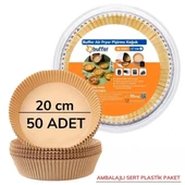50 Adet 20 cm Air Fryer Pişirme Kağıdı Tek Kullanımlık Yağ Geçirmez Yuvarlak Tabak Model PVC thumbnail 1