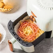 50 Adet 20 cm Air Fryer Pişirme Kağıdı Tek Kullanımlık Yağ Geçirmez Yuvarlak Tabak Model PVC thumbnail 2