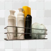 Kendiliğinden Yapışkanlı Krom Paslanmaz Metal Şampuanlık Banyo Düzenleyici Raf - 4