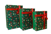 Kolix 3'lü Yılbaşı Temalı Dekoratif Fiyonklu Hediye Kutusu Yeşil 35x25x13 Cm Büyük Boy thumbnail 2