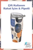 Vagonlife Tumbler Özel Desenli Cup 590 ML Vakumlu Paslanmaz Çelik Termos Pipetli/Rahat İçim -FFVGN1001-590ML - 3
