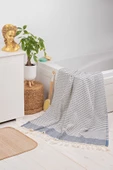 buldanstore Lotus Peştemal (GRİ) %80 Pamuk %20 Bambu 95x180cm. Banyo Havlusu, Plaj Havlusu - 1