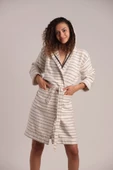 buldanstore Carmen Bornoz %60 Pamuk %40 Bambu Ekru-Siyah Cizgili - 3
