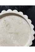Modestmar Doğal Traverten Yuvarlak Mermer Tepsi, Banyo Düzenleyici, Sunum Tabağı Yuvarlak Tepsi Kenar Detaylı - 1