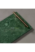 Modestmar Doğal Yeşil Mermer Tepsi, Verde Guatemala Tepsi 20x30 Gold - 4