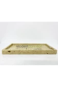 Modestmar Doğal Traverten Mermer Tepsi, Banyo Düzenleyici, Sunum Tabağı, Organizer 15x30cm - 4