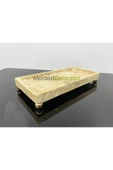 Modestmar Doğal Traverten Mermer Tepsi, Banyo Düzenleyici, Sunum Tabağı, Organizer 15x30cm Top Ayaklı - 1