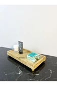 Modestmar Doğal Traverten Mermer Tepsi, Banyo Düzenleyici, Sunum Tabağı, Organizer 15x30cm Böğürtlen Ayaklı - 4