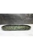 Modestmar Doğal Yeşil Mermer Oval Tepsi, Banyo Düzenleyici, Sunum Tabağı Yeşil - 3