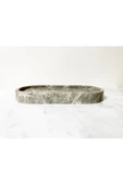 Modestmar Doğal Gri Mermer Oval Tepsi, Banyo Düzenleyici, Sunum Tabağı - 1