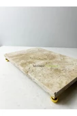 Modestmar Traverten Mermer Tepsi, Sunumluk gold top ayak 20x30cm - 2