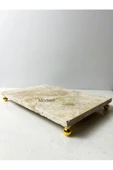 Modestmar Traverten Mermer Tepsi, Sunumluk gold top ayak 20x30cm - 6