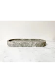 Modestmar Doğal Gri Mermer Oval Tepsi, Banyo Düzenleyici, Sunum Tabağı - 2
