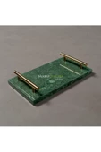 Modestmar Doğal Yeşil Mermer Tepsi, Verde Guatemala Tepsi 20x30 Gold - 1