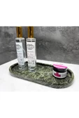 Modestmar Doğal Yeşil Mermer Oval Tepsi, Banyo Düzenleyici, Sunum Tabağı Yeşil - 5