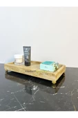 Modestmar Doğal Traverten Mermer Tepsi, Banyo Düzenleyici, Sunum Tabağı, Organizer 15x30cm Böğürtlen Ayaklı - 5