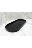 Modestmar Doğal Siyah Mermer Oval Tepsi, Banyo Düzenleyici, Sunum Tabağı Siyah Mermer - 5