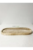 Modestmar Doğal Traverten Mermer Tepsi Oval, Banyo Düzenleyici, Oval Sunum Tabağı  VC - 3