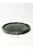 Modestmar Doğal Yeşil Mermer Yuvarlak Tepsi, Verde Guatemala Tepsi 28cm - 6