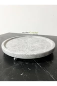 Modestmar Doğal Gri Mermer Yuvarlak Tepsi, Gri Mermer Tepsi 28cm, Gri Mermer Tabak Gümüş Top Ayaklı thumbnail 1