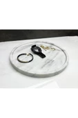 Modestmarluxury Doğal Beyaz Mermer Yuvarlak Tepsi / Sunum Tepsisi 28cm - 5